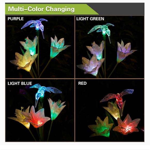 Anpro Outdoor Solar LED 2-pack of 3 Flowers Garden Lights Waterproof - Picture 3 of 16